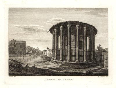 Näkymä Vestan temppelille, Tempio di Vesta, Rooma tekijältä Unbekannt