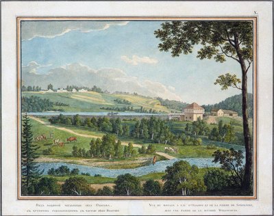 Näkymä vesimyllylle Olgovon kartanolla lähellä Moskovaa, 1800-luvun puolivälissä tekijältä Unbekannt