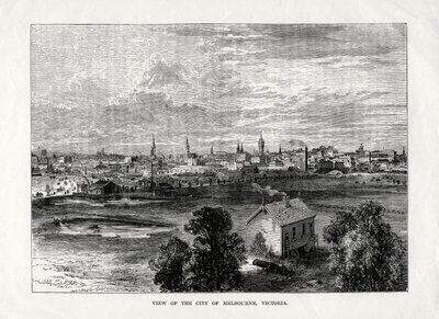 Näkymä Melbournen kaupunkiin, Victoria, Australia, 1877 tekijältä Unbekannt