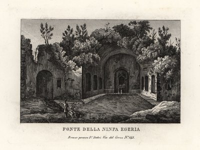 Näkymä nymfin keväästä Egeria, Egeria nympheum, Ninfeo d