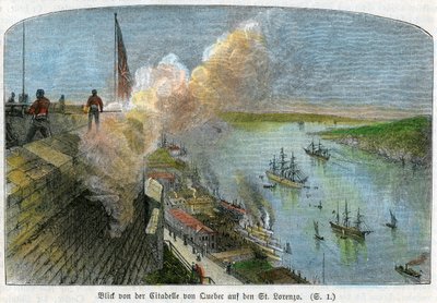 Näkymä St Lawrence-joelle Kanadan Quebecin linnoituksesta, vuodelta 1875 tekijältä Unbekannt