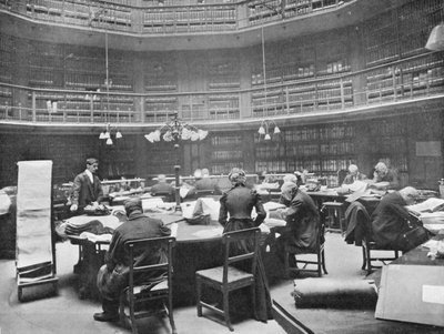 Vierailijat, jotka etsivät teoksia julkisessa kirjatoimistossa, Chancery Lane, Lontoo, 1903 tekijältä Unbekannt