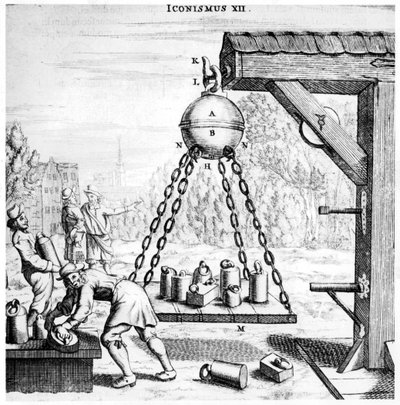 Guericken esityksestä ilmanpaineen voimasta, 1672 tekijältä Unbekannt