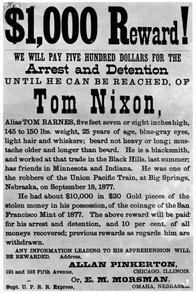 Haetaan julistetta lainsuojattomalle Tom Nixonille, c1877 1954 tekijältä Unbekannt