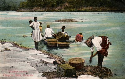 Washerwomen, Charges River, Panama, 1900-luvun alku tekijältä Unbekannt
