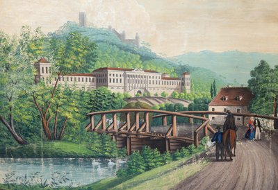 Weilburgin linna lähellä Badenia, 1800-luvun puolivälissä.. tekijältä Unbekannt