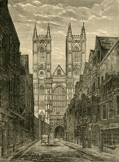 Westminster Abbeyn länsirintama, Tothill Streetiltä, 1881. tekijältä Unbekannt