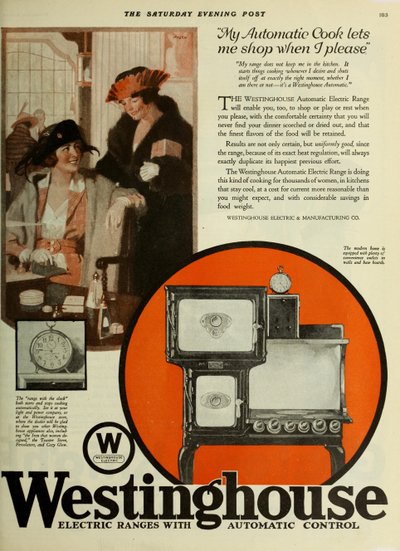 Westinghouse Electric Company, mainos The Saturday Evening Post, noin 1920-1925. tekijältä Unbekannt
