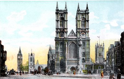 Westminster Abbey ja Big Ben, Lontoo, 1900-luku tekijältä Unbekannt