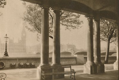 Westminster Bridge ja Big Ben St. Thomassin sairaalan terassilta, vuodelta 1935. tekijältä Unbekannt