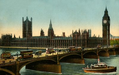 Westminster Bridge ja parlamenttitalo, Lontoo, 1910. tekijältä Unbekannt