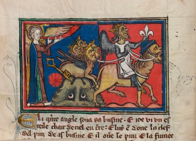 Kun viides enkeli puhalsi trumpettiinsa... Miniatyyri: Apocalypse de saint Jean, noin 1320. tekijältä Unbekannt