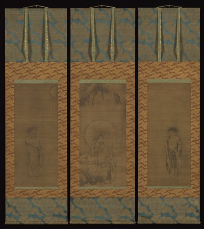 Guanyin de túnica blanca amb Hanshan i Shide, segle XIV. finlandès tekijältä Unbekannt