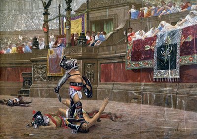 Kääntetyllä peukalolla, Pollice Verso, 1872 tekijältä Unbekannt