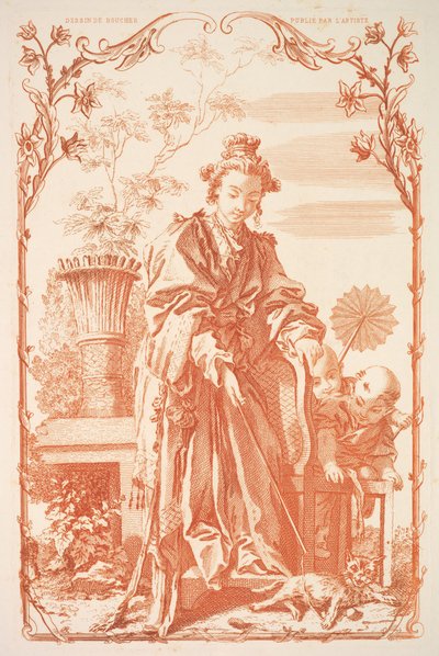 Nainen leikkimässä kissan kanssa, 1800-luku. tekijältä Unbekannt