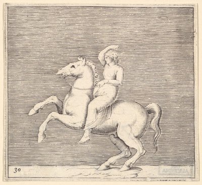 Woman on Rearing Horse, julkaistu n. 1599-1622. tekijältä Unbekannt
