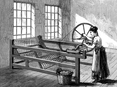 Nainen käyttää Spinning Jennyä, c1880 tekijältä Unbekannt