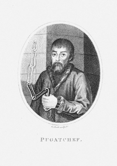 Jemeljan I. Pugachev matkustaa Puolassa, Venäjällä, Ruotsissa ja Tanskassa, kirjoittanut William Coxe, 1802 tekijältä Unbekannt