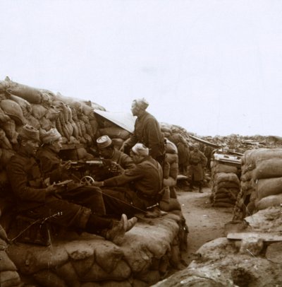 Zouaves lähellä Yser-jokea, Nieuwpoort, Flanderi, Belgia, c1914-c1918 tekijältä Unbekannt
