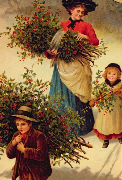 Kannataan kotiin Christmas Holly, viktoriaaninen, (kirjan kuvitus) tekijältä Unbekannt Unbekannt