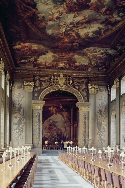 Painted Hallin sisäänkäynnin katto, Old Royal Naval College, Greenwich, Lontoo tekijältä Unbekannt Unbekannt