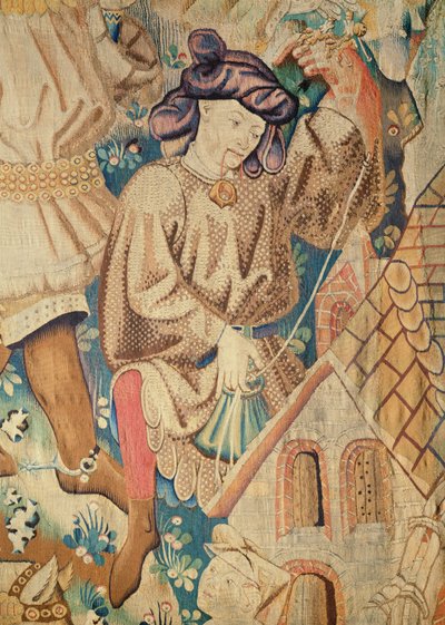 Yksityiskohta yhdestä Devonshire Hunting Tapestriesista, Arras 1425-50 tekijältä Unbekannt Unbekannt