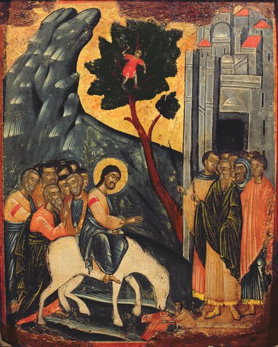 Pääsy Jerusalemiin, ikoni Joonianmeren saarilta, 1600-luku tekijältä Unbekannt Unbekannt
