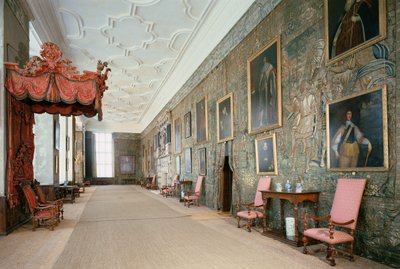 Hardwick Hall (1590-97), Long Galleryn sisustus, Derbyshire, Iso-Britannia tekijältä Unbekannt Unbekannt