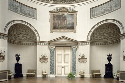 Kedleston Hall, The Saloon, Derbyshire, Iso-Britannia, suunnitteli Robert Adam (1728-92), valmistunut vuonna 1763 tekijältä Unbekannt Unbekannt