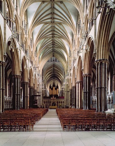 Lincolnin katedraali, 1185–1311, näkymä laivasta, rakennettu 1215-55, Lincolnshire, Iso-Britannia tekijältä Unbekannt Unbekannt