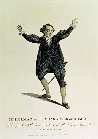 Herra Holman Romeon hahmossa, pub. 1784 tekijältä Unbekannt Unbekannt