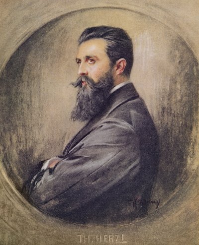 Theodor Herzlin (1860-1904) muotokuva (pastelli paperille) tekijältä Unbekannt Unbekannt