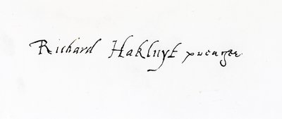 Richard Hakluytin (n. 1552-1616) allekirjoitus tekijältä Unbekannt Unbekannt