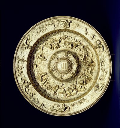 Hopeakullattu allas, kohokuvioitu, haalattu ja kaiverrettu, ranska, n. 1560-83 tekijältä Unbekannt Unbekannt