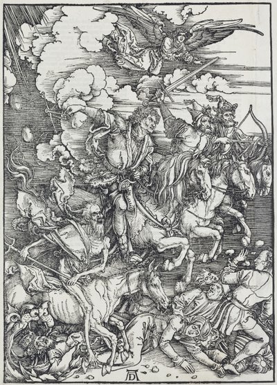 05. Albrecht Dürer, Maailmanloppu, III. Neljä maailmanlopun ratsumiestä, Prahan kansallisgalleria. tekijältä Unbekannter Künstler