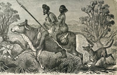 AFRIKKA (19. vuosisata). Keski-Afrikan asukkaat. Kaiverrus. tekijältä Unbekannter Künstler