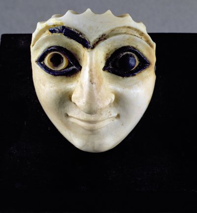 Figuurin pää Nini-zazan temppelistä, Mari, 2600 eKr. (alabasteri ja lapis lazuli) tekijältä Unbekannt