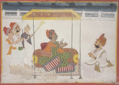 Rajah vastaanottamassa vierasta, 1800-luvun puoliväli (läpinäkymätön akvarelli paperille) tekijältä Unbekannter Künstler