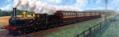West Lancashire Railway -juna, jota vetää veturi "Blackburn" tekijältä Unbekannt
