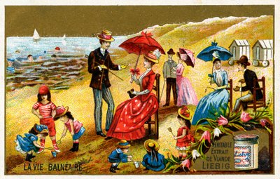 Päivä meren rannalla Ranskassa 1800-luvun lopulla tekijältä Unbekannter Künstler