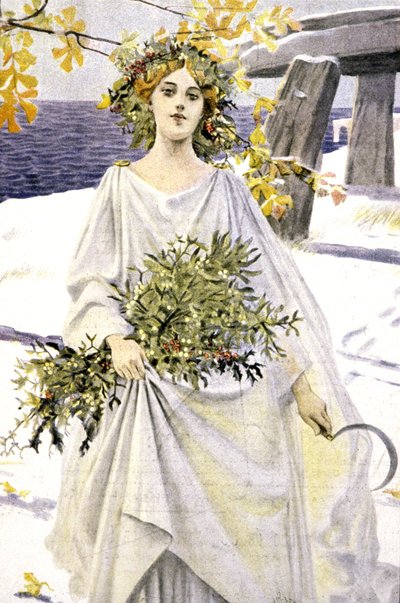 Druidi poimii mistelinoksaa, noin 1900 (kuvitus). tekijältä Unbekannter Künstler
