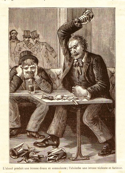 Absintti vs. alkoholi, n. 1900 tekijältä Unbekannt
