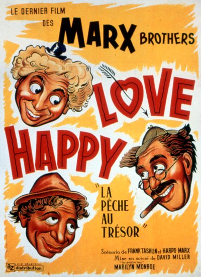 Juliste elokuvasta Treasure Fishing, LOVE HAPPY, kirjoittanut DAVIDMILLER Marx-veljesten kanssa 1949 tekijältä Unbekannt