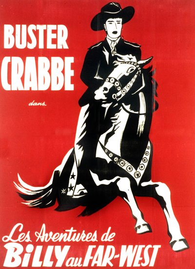 Billyn seikkailut villissä lännessä -elokuvajuliste BusterCrabben kanssa 1948 tekijältä Unbekannt