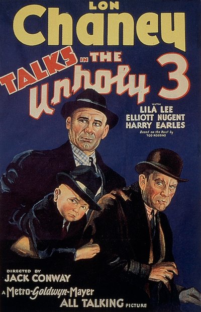 Juliste TodBrowningin elokuvasta The Unholy Three, pääosassa lon Chaney 1925 tekijältä Unbekannt