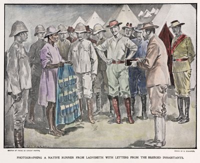 Afrikkalainen toimitti kirjeitä brittiläisille sotilaille buurisodan aikana, n. 1900 tekijältä Unbekannt