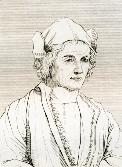 Albrecht Dürerin isä, Albrecht Dürerin vuonna 1497 tekemän maalauksen jälkeen "Historiallisesta muotokuvien ja maalausten galleriasta", julkaistu 1808 tekijältä Unbekannt