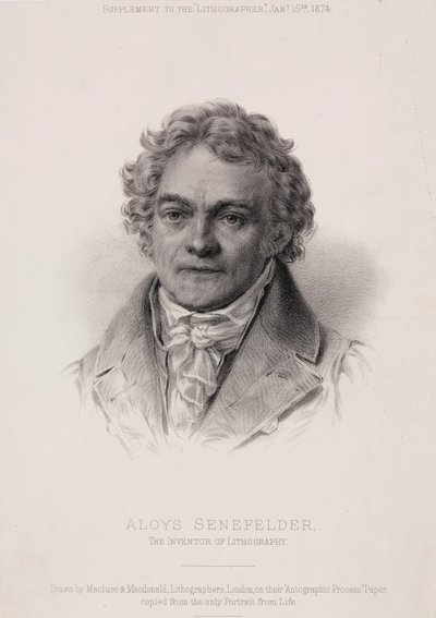 Alois Senefelder, saksalainen litografian keksijä, c1810 tekijältä Unbekannt