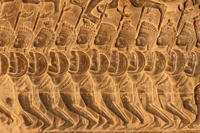 Angkor Wat. Yksityiskohta helpotusveistoksesta Kurukshetran taistelusta Siem Reap Kambodža tekijältä Unbekannt
