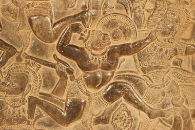 Angkor Wat. Yksityiskohta helpotusveistoksesta Kurukshetran taistelusta Siem Reap Kambodža tekijältä Unbekannt